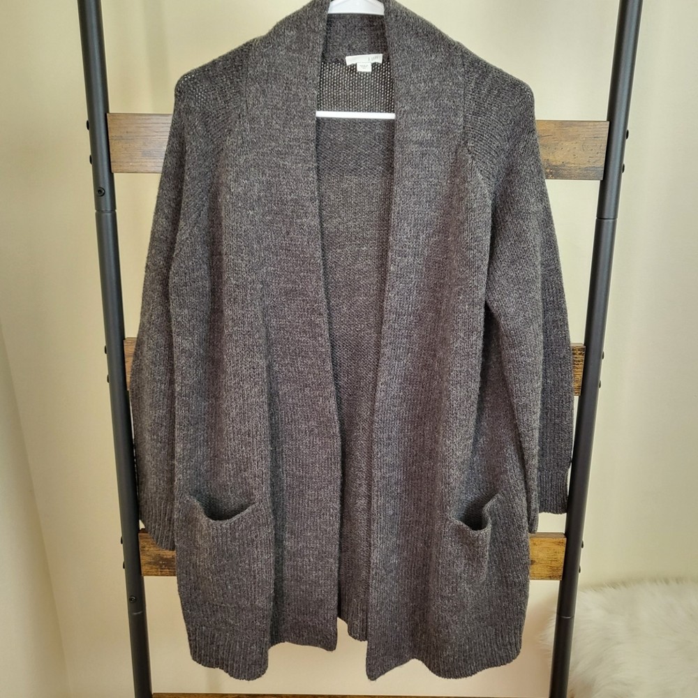 J. Jill grey longline wool blend knit cardigan size XS